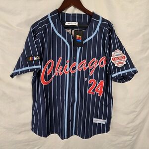 NASCAR Jersey Mens M Chicago Street Race 2024 Baseball Pinstripe Sewn On Patches